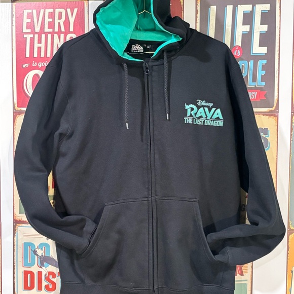 Disney Raya The Last Dragon Black Zip Up Sweatshirt Teal Lined Hood - Picture 7 of 8
